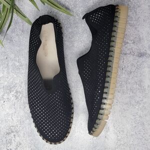 Ilse Jacobsen | Perforated Black Diamond Sparkly Stud Tulip Slip-On  Shoes